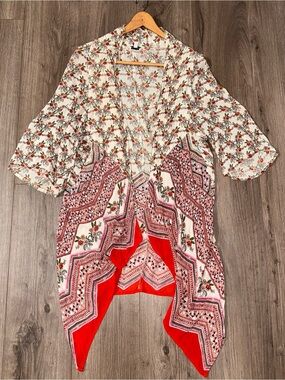 Patrons of Peace Cream Kimono Women’s with Orange Floral Accents